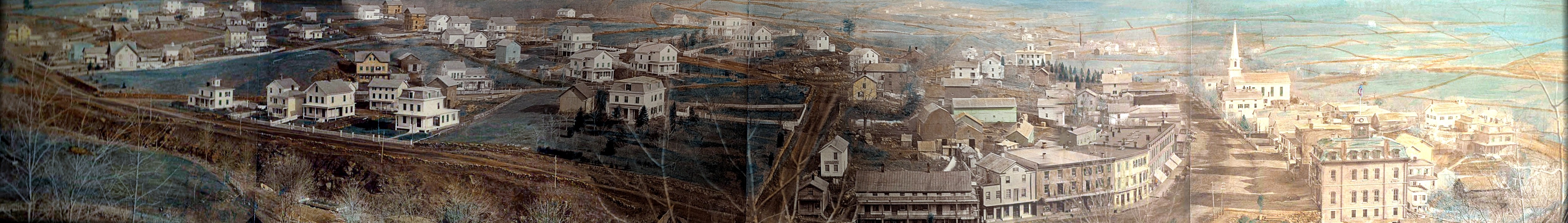 Louis Alman's 1870 panorama of Brewster, New York, from Marvin Mountain